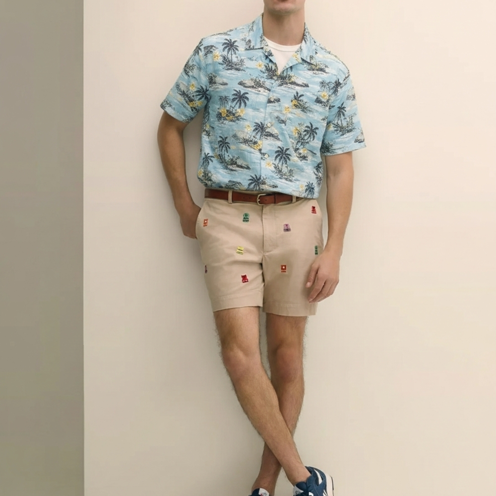 Caribbean Light Blue Tropical Print Shirt